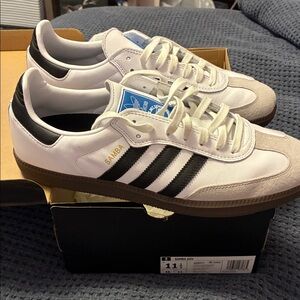 Adidas Samba ADV White and Tan Sneakers